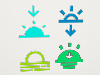 sunset 4 icons set - 3D illustration for beautiful and background