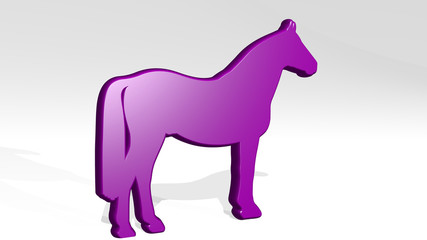 horse 3D icon casting shadow - 3D illustration for animal and background