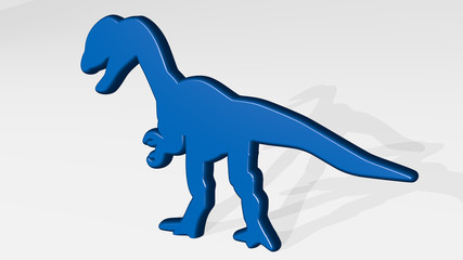 dinosaur 3D icon casting shadow - 3D illustration for animal and background