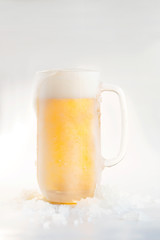 Ice cold beer mug with frost