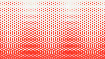 Red Halftone Hexagonal Dots Pattern isolated on White Background. Flat Vector Illustration Design Template Element. Geometric Texture Background
