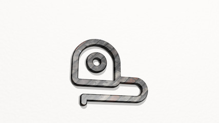 measure construction 3D icon on the wall - 3D illustration for background and tape