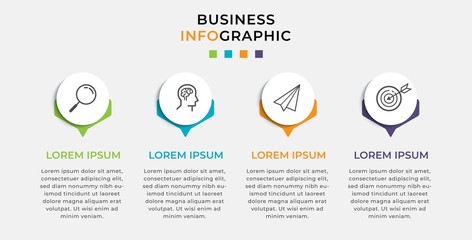 Business Infographic design template Vector with icons and 4 four options or steps. Can be used for process diagram, presentations, workflow layout, banner, flow chart, info graph