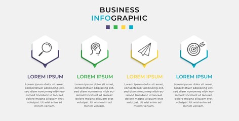Business Infographic design template Vector with icons and 4 four options or steps. Can be used for process diagram, presentations, workflow layout, banner, flow chart, info graph