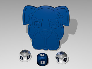 dog round text of cubic letters around 3D icon - 3D illustration for animal and cute