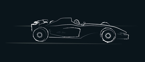 concepto de coche de carreras sobre fondo oscuro