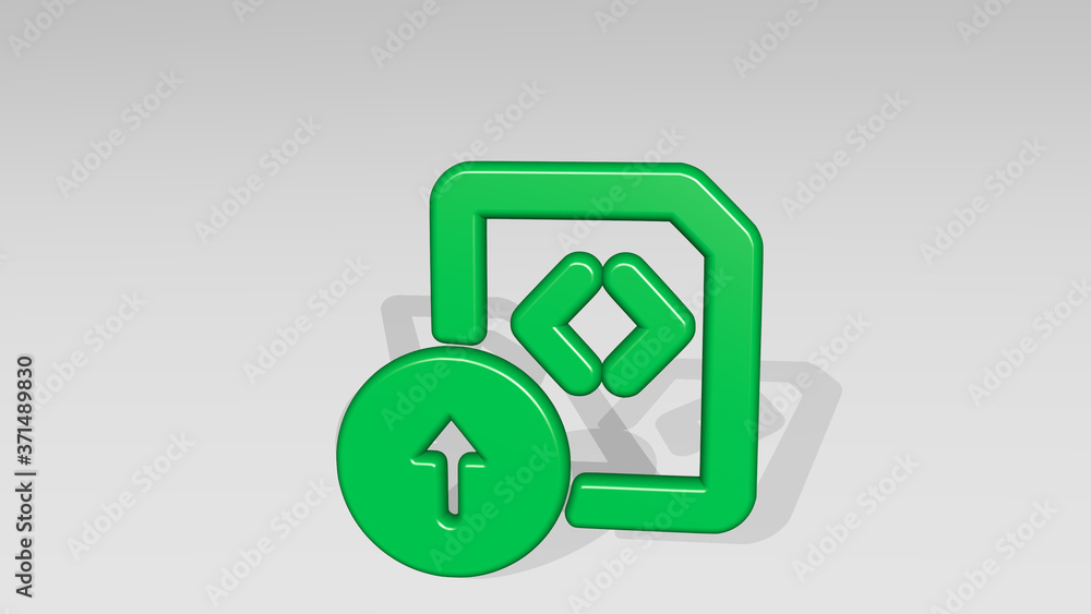 Poster file code upload 3d icon casting shadow - 3d illustration for background and business