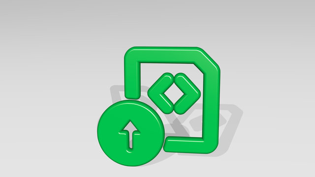 FILE CODE UPLOAD 3D icon casting shadow - 3D illustration for background and business