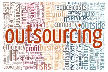 Fototapeta premium Outsourcing word cloud isolated on a white background.