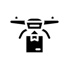 drone delivering glyph icon vector isolated illustration