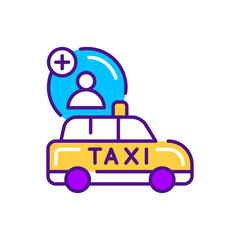 Pick up travel companion color line icon. Online mobile application order taxi service. Pictogram for web, mobile app, promo. UI UX design element
