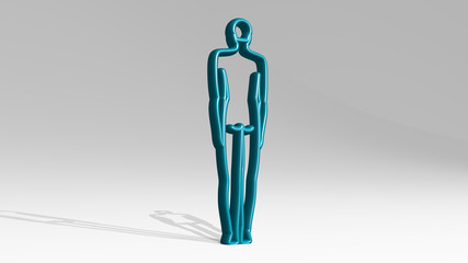 MAN 3D icon casting shadow - 3D illustration