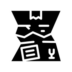 crashed damage box glyph icon vector illustration
