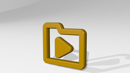 folder media 1 alternate 3D icon casting shadow - 3D illustration for business and background