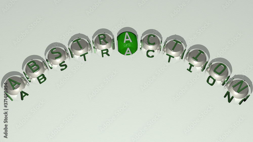 Poster abstraction curved text of cubic dice letters - 3d illustration for background and design