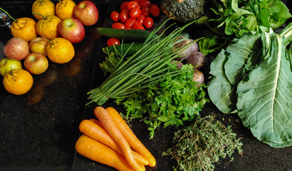 A small variety of vegetables fresh from the organic fair.