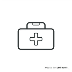 medical bag icon outline. medical bag logo vector design. isolated by white background