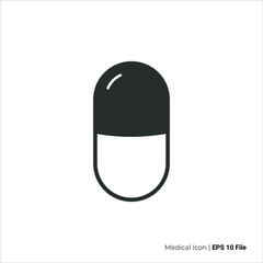 pill icon outline. pill logo vector design. isolated by white background
