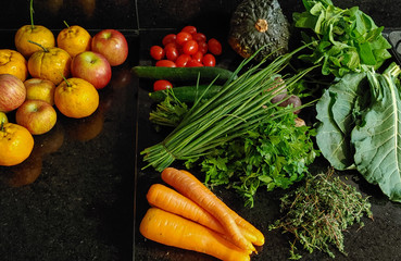 A small variety of vegetables fresh from the organic fair.