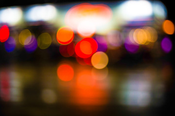 Blurred background of colorful circles at night