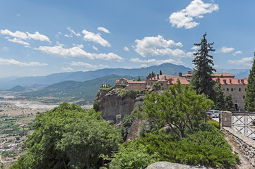 The landscape with the Holy Monastery of St. Stephen, Meteora, Greece