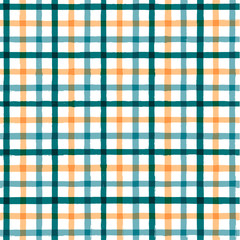Gingham seamless pattern. watercolor strokes checkered plaid, rustic tartan background, vector. vector summer print