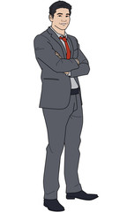 Charles: Asian businessman standing with arms crossed
