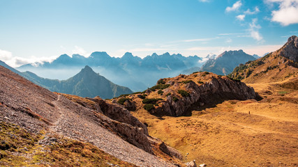 The Carnic Alps in a colorful autumn day