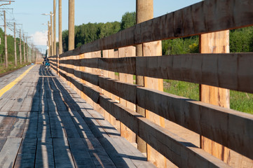 Railway station, wooden platform.