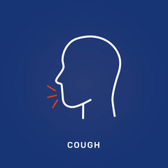 Cough vector icon illustration of one of the main coronavirus COVID19 or allergy symptoms. Sick flu patient infographic poster. Black outline disease symbol for infographic. Illness symptom from SET1