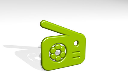 radio antenna 3D icon casting shadow - 3D illustration for background and audio
