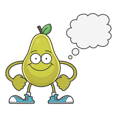 happy smiling pear fruit cartoon character