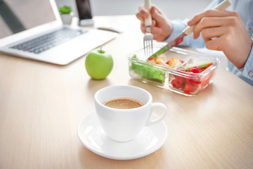 Healthy lunch at office workplace