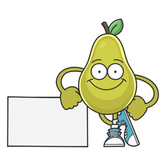 happy smiling pear fruit cartoon character