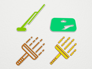 wiper 4 icons set - 3D illustration for car and windshield