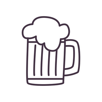 beer glass with foam line style icon vector design