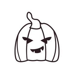 happy pumpkin cartoon free form line style icon vector design