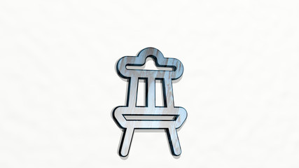 CHAIR 3D icon on the wall - 3D illustration for background and design