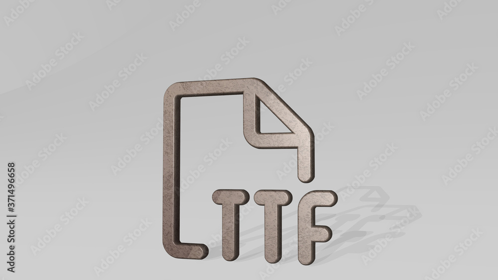 Poster design file ttf 3d icon standing on the floor - 3d illustration for background and abstract