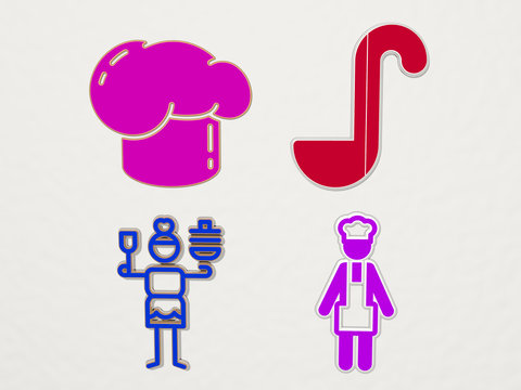 COOK 4 icons set - 3D illustration for cooking and background