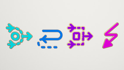 detour 4 icons set - 3D illustration for road and construction