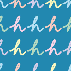 Vector Script letter H tileable pattern. Hand written lower case type vector illustration background.
