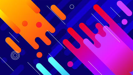 Abstract Colorful Gradient Background With Color Geometric Figures. Different Shapes And White Line Vector Design Style