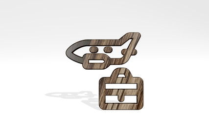 BUSINESS TRIP PLANE 3D icon standing on the floor - 3D illustration for background and concept