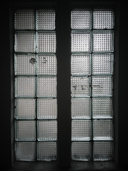 Textured windows with embossed glass blocks.