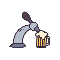 beer tap with glass line and fill style icon vector design