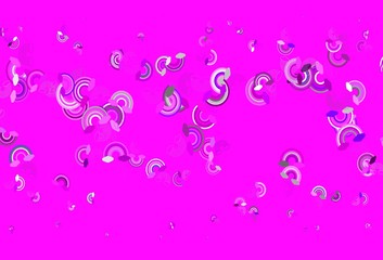 Light Pink vector backdrop with rainbows, clouds.