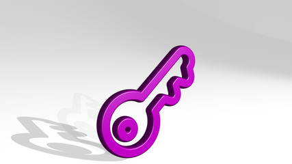 LOGIN KEY 3D icon casting shadow - 3D illustration for concept and access