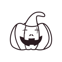 happy pumpkin cartoon free form line style icon vector design