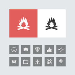 Creative Camp Fire Icon with Bonus Icons.